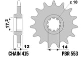 EK/PBR Chain kit 415 RR - 13/40-110 - Steel Standard Rear Sprocket