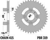 EK/PBR Chain kit 415 RR - 11/46-122 - Steel Standard Rear Sprocket
