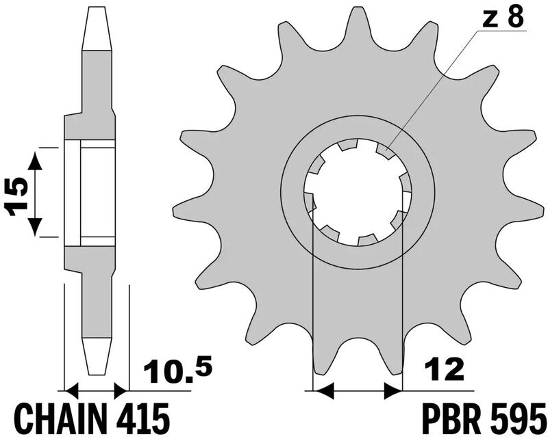 EK/PBR Chain kit 415 RR - 13/48-126 - Steel Standard Rear Sprocket