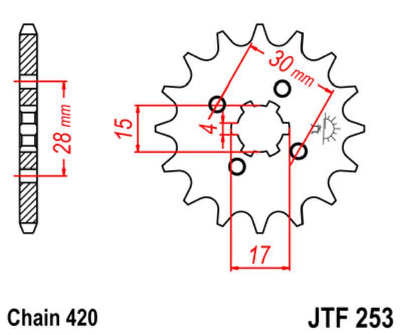 JT Chain kit 420 HDR - 13/42-106 - Steel Standard Rear Sprocket