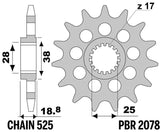 EK/PBR Chain kit 525 SRX2 - 17/42-116 - Steel Standard Rear Sprocket