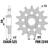 EK/PBR Chain kit 525 ZVX3 - 16/41-114 - Steel Reinforced Rear Sprocket