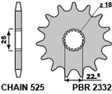 EK/PBR Chain kit 525 ZVX3 - 16/42-100 - Steel Standard Rear Sprocket