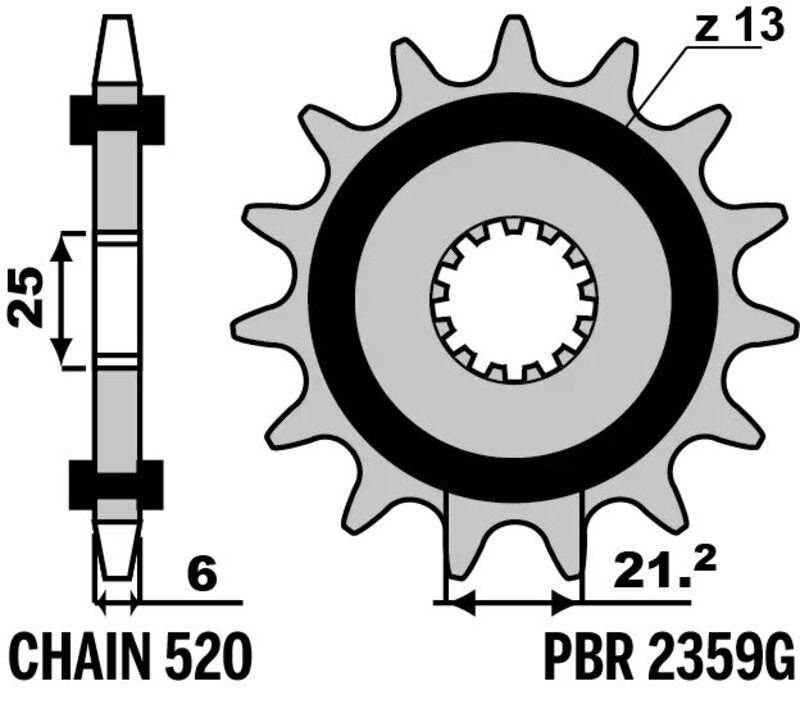 EK/PBR Chain kit 520 MVXZ2 - 15/48-114 - Steel Standard Rear Sprocket