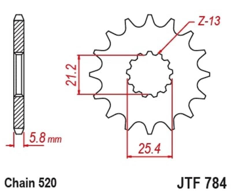 EK/JT Chain kit 520 MVXZ2 - 15/48-114 - Steel Self Cleaning Rear Sprocket