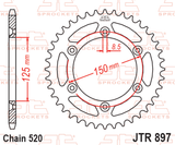EK/JT Chain kit 520 ZVX3 - 16/42-114 - Steel Standard Rear Sprocket