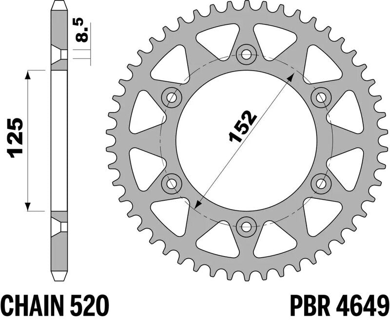 EK/PBR Chain kit 520 SRX2 - 14/49-114 - Alu Standard Rear Sprocket