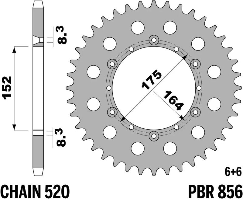 EK/PBR Chain kit 520 SRX2 - 14/41-104 - Steel Standard Rear Sprocket