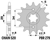 EK/PBR Chain kit 520 SRX2 - 13/50-110 - Steel Standard Rear Sprocket