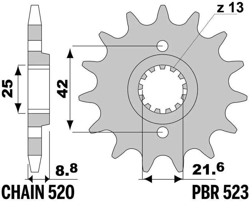 EK/PBR Chain kit 520 SRX2 - 14/41-106 - Steel Standard Rear Sprocket