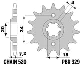 EK/PBR Chain kit 520 SRX2 - 13/40-106 - Steel Standard Rear Sprocket