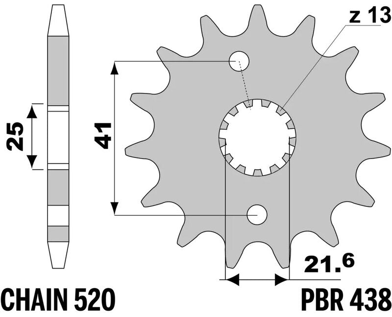 EK/PBR Chain kit 520 SRX2 - 14/43-114 - Steel Standard Rear Sprocket