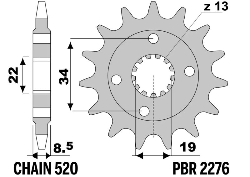 EK/PBR Chain kit 520 SRX2 - 15/44-112 - Alu Reinforced Rear Sprocket