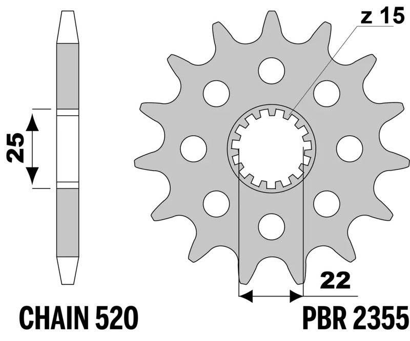 EK/PBR Chain kit 520 SRX2 - 15/42-104 - Steel Standard Rear Sprocket