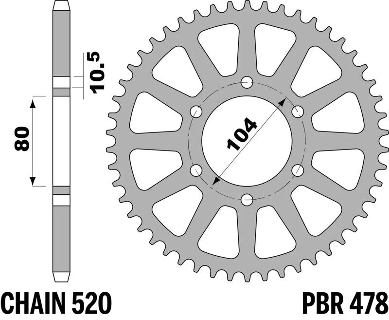 EK/PBR Chain kit 520 SRX2 - 14/48-114 - Steel Standard Rear Sprocket