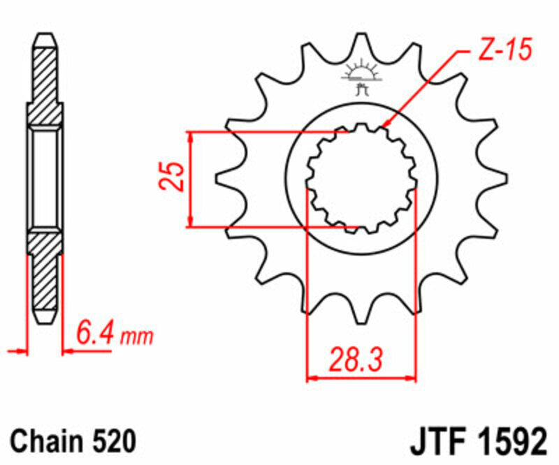 EK/JT Chain kit 520 SRX2 - 14/38-98 - Steel Standard Rear Sprocket