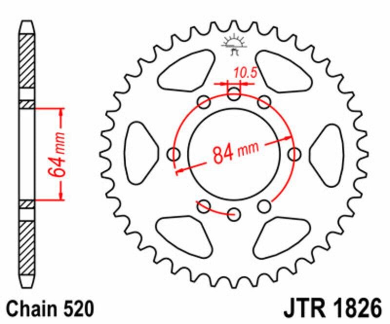 EK/JT Chain kit 520 SRX2 - 14/40-96 - Steel Standard Rear Sprocket