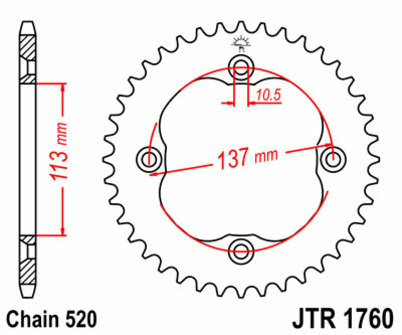 EK/JT Chain kit 520 SRX2 - 14/36-96 - Steel Standard Rear Sprocket