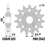 EK/PBR Chain kit 520 SRX2 - 17/38-118 - Steel Standard Rear Sprocket