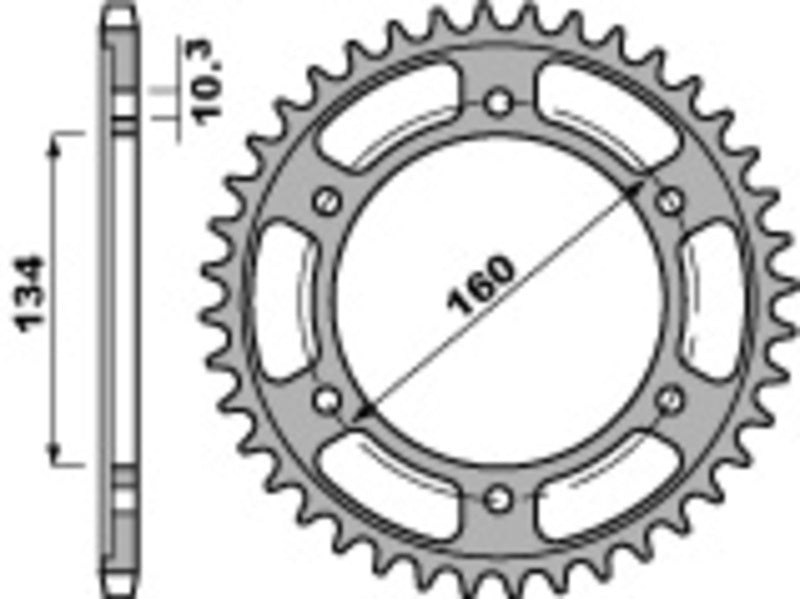 EK/PBR Chain kit 525 MVXZ2 - 16/43-116 - Steel Standard Rear Sprocket