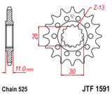EK/JT Chain kit 525 SRX2 - 15/46-122 - Steel Standard Rear Sprocket