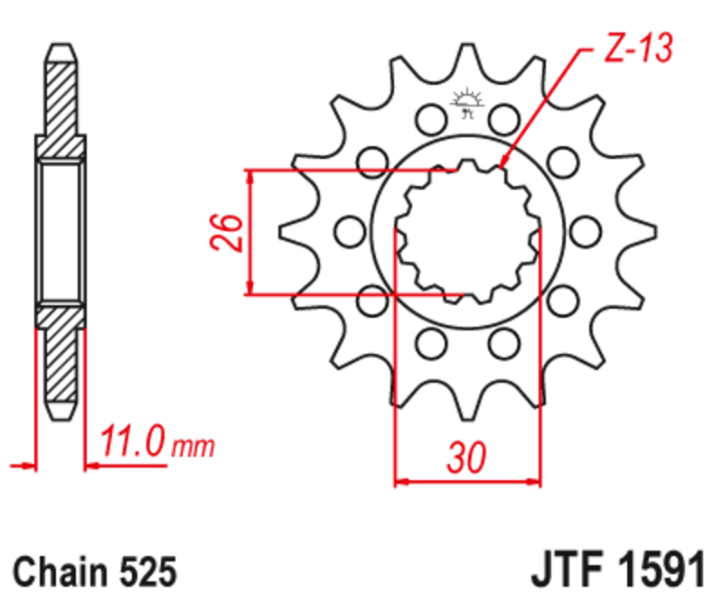 EK/JT Chain kit 525 ZVX3 - 15/46-122 - Steel Standard Rear Sprocket