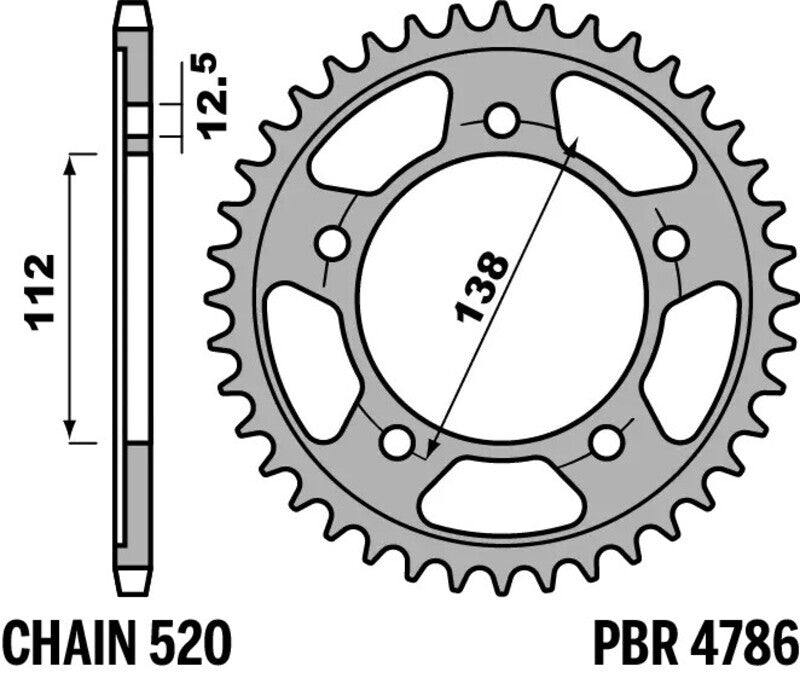 EK/PBR Chain kit 520 SRX2 - 16/45-114 - Steel Standard Rear Sprocket