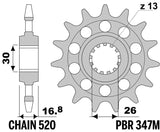 EK/PBR Chain kit 520 SRX2 - 16/45-114 - Steel Standard Rear Sprocket