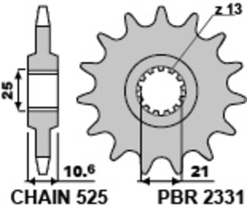 EK/PBR Chain Kit 525 SRX2 - 15/43-108 - Steel Standard Rear Sprocket