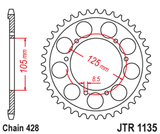 EK/JT Chain kit 428 DEH - 13/69-142 - Steel Standard Rear Sprocket