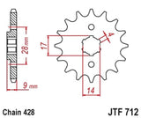 EK/JT Chain kit 428 DEH - 13/69-142 - Steel Standard Rear Sprocket