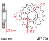 EK/JT Chain kit 525 MVXZ2 - 16/40-108 - Steel Standard Rear Sprocket