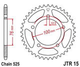 EK/JT Chain kit 525 SRX2 - 14/44-116 - Steel Standard Rear Sprocket