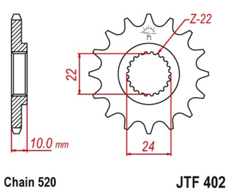 EK/JT Chain kit 520 MVXZ2 - 16/47-112 - Steel Standard Rear Sprocket