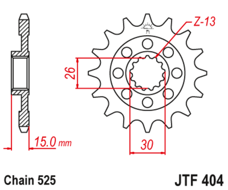 EK/JT Chain kit 525 MVXZ2 - 17/47-122 - Steel Standard Rear Sprocket