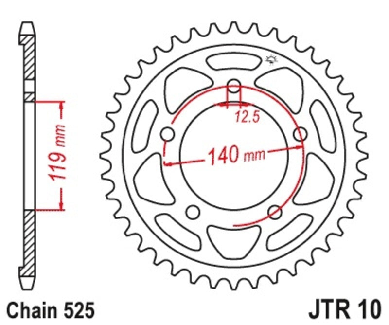 EK/JT Chain kit 525 MVXZ2 - 17/46-122 - Steel Standard Rear Sprocket