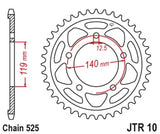 EK/JT Chain kit 525 ZVX3 - 17/46-122 - Steel Standard Rear Sprocket