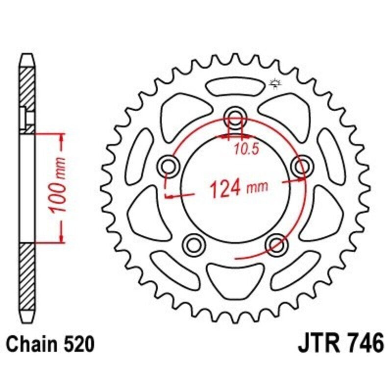 EK/JT Chain kit 520 MVXZ2 - 15/46-104 - Steel Standard Rear Sprocket