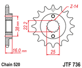 EK/JT Chain kit 520 ZVX3 - 15/46-104 - Steel Standard Rear Sprocket
