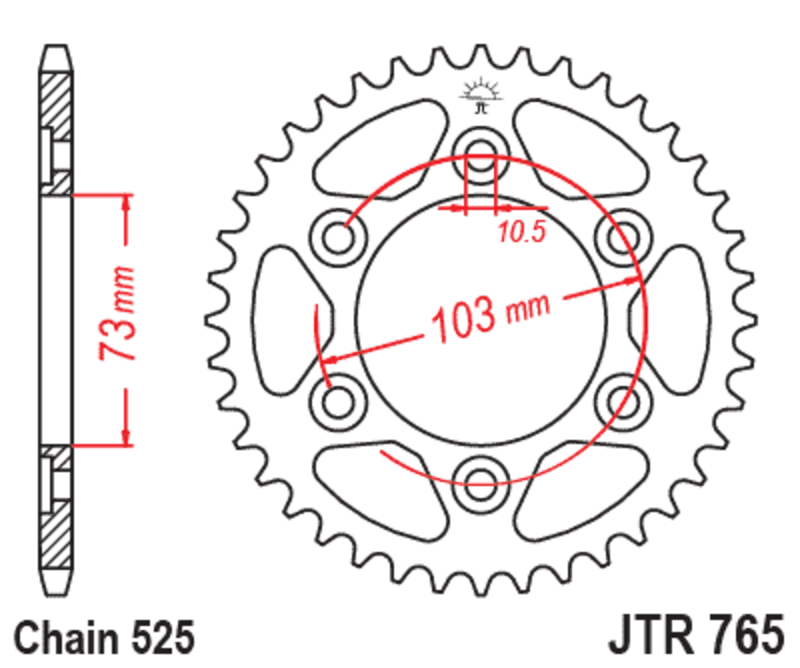 EK/JT Chain kit 525 ZVX3 - 16/42-124 - Steel Standard Rear Sprocket