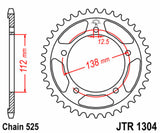 EK/JT Chain kit 525 SROZ2 - 15/41-116 - Steel Standard Rear Sprocket