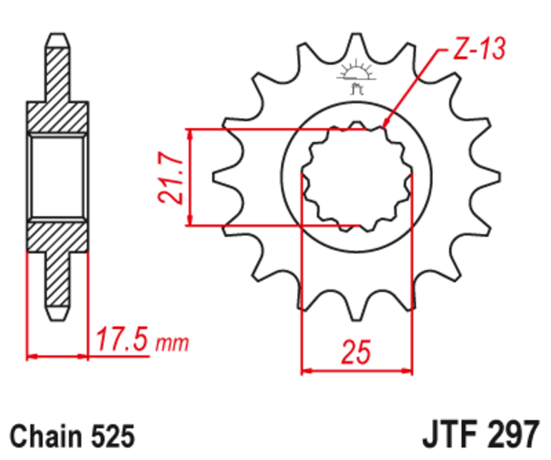 EK/JT Chain kit 525 SROZ2 - 15/41-116 - Steel Standard Rear Sprocket