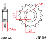 EK/JT Chain kit 525 SROZ2 - 15/41-116 - Steel Standard Rear Sprocket