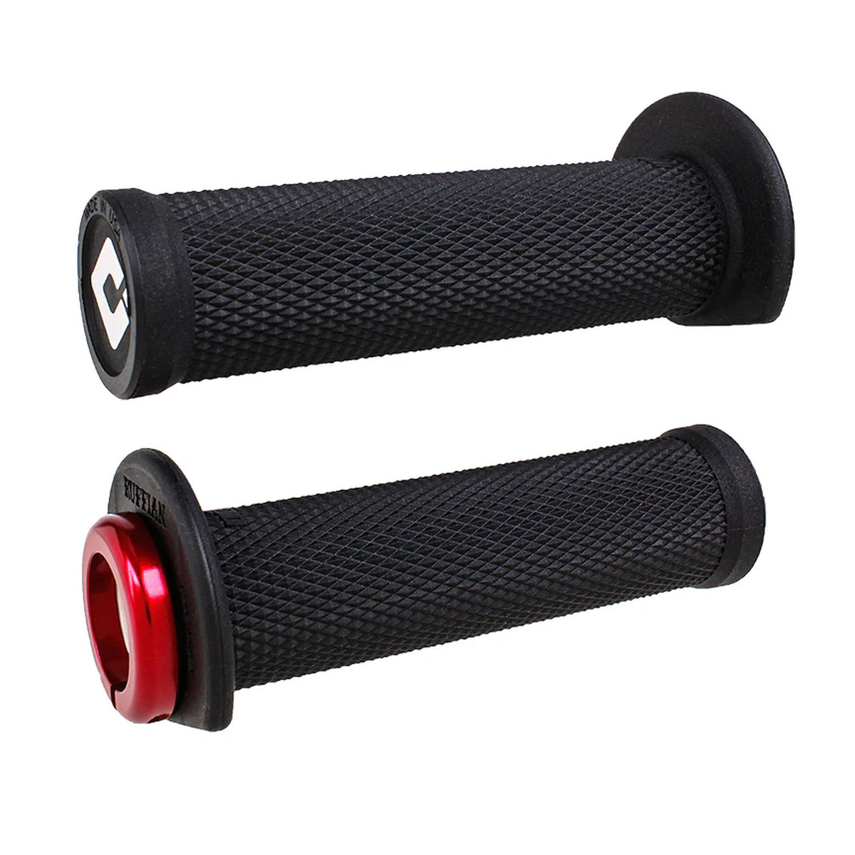 ODI (Single-Clamp) GRIPS RUFFIAN ATV/PWC - V2.1 L/O 125mm ¾ Flg Black w/Red Clam
